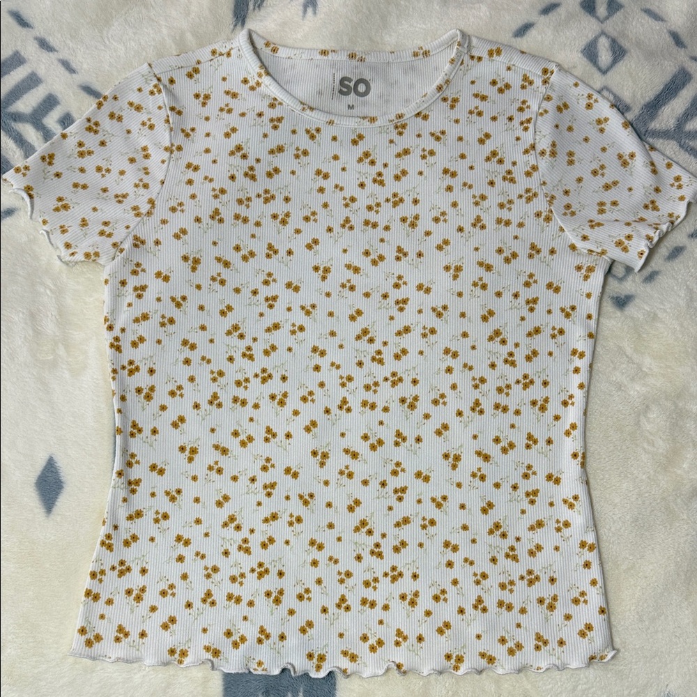 SO White and Yellow Floral Top